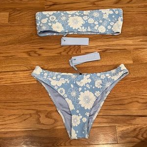 RARE Triangl Light Blue Floral Bandeau Bikini